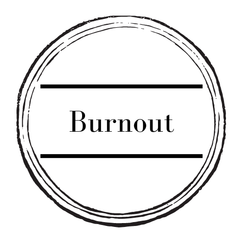 A circular stamp design with the word 'Burnout' centered inside.