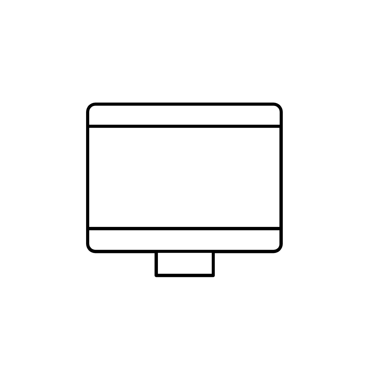 Line drawing of a microwave oven with a square shape and a small door at the bottom center.